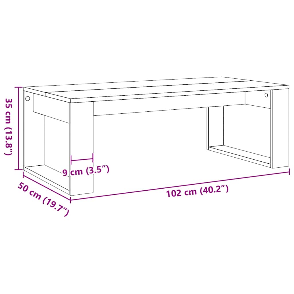 Table basse chêne artisanal 102x50x35 cm bois d'ingénierie - XIOS