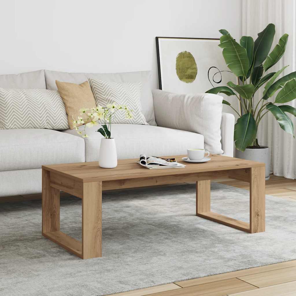 Table basse chêne artisanal 102x50x35 cm bois d'ingénierie - XIOS