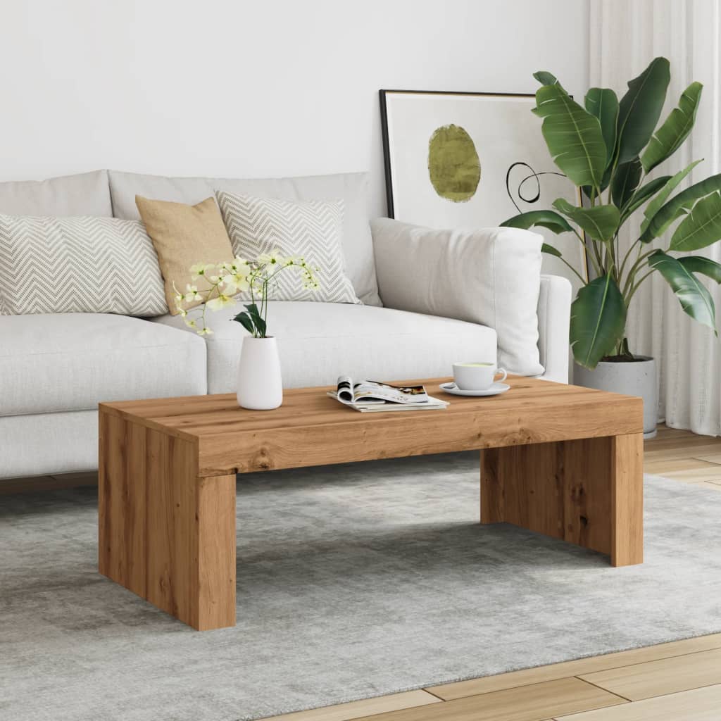 Table basse chêne artisanal 102x50x35 cm bois d'ingénierie - XIOS