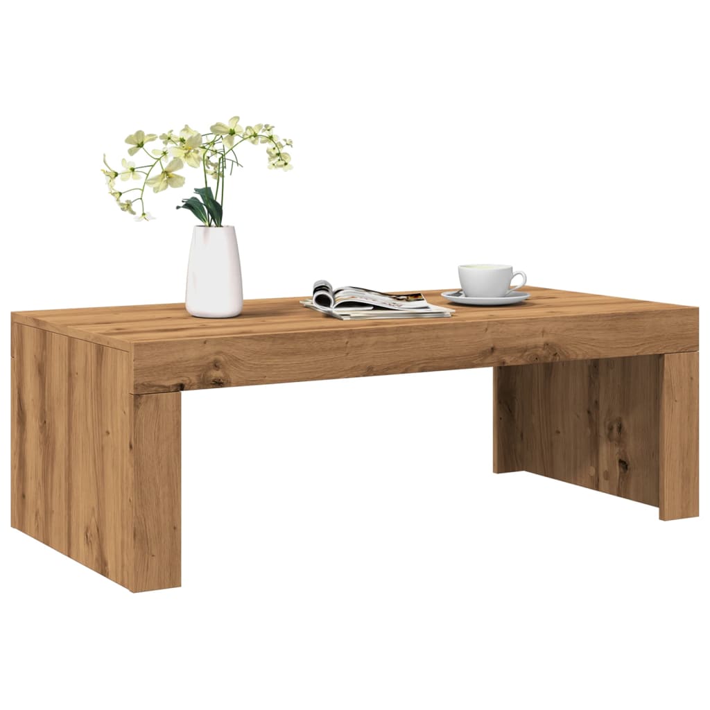 Table basse chêne artisanal 102x50x35 cm bois d'ingénierie - XIOS