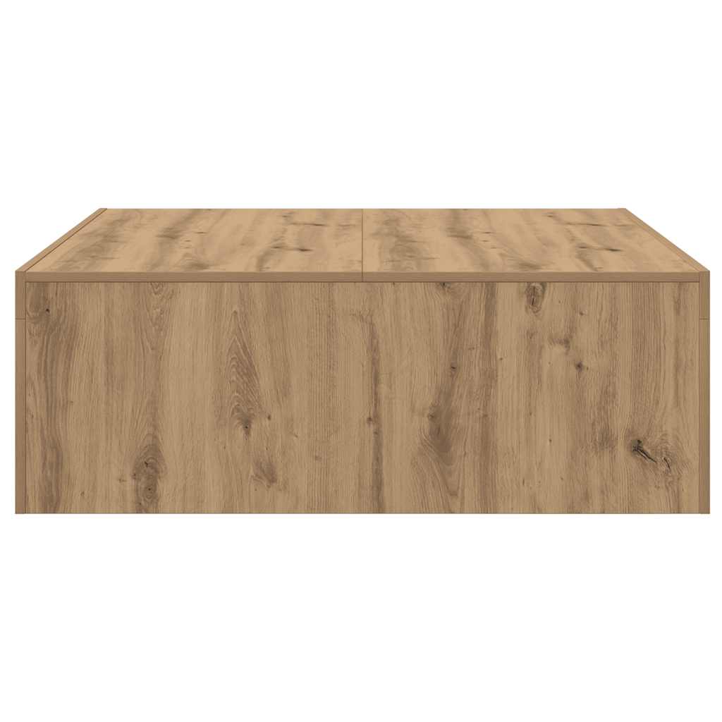 Table basse chêne artisanal 100x100x35 cm bois d'ingénierie - XIOS