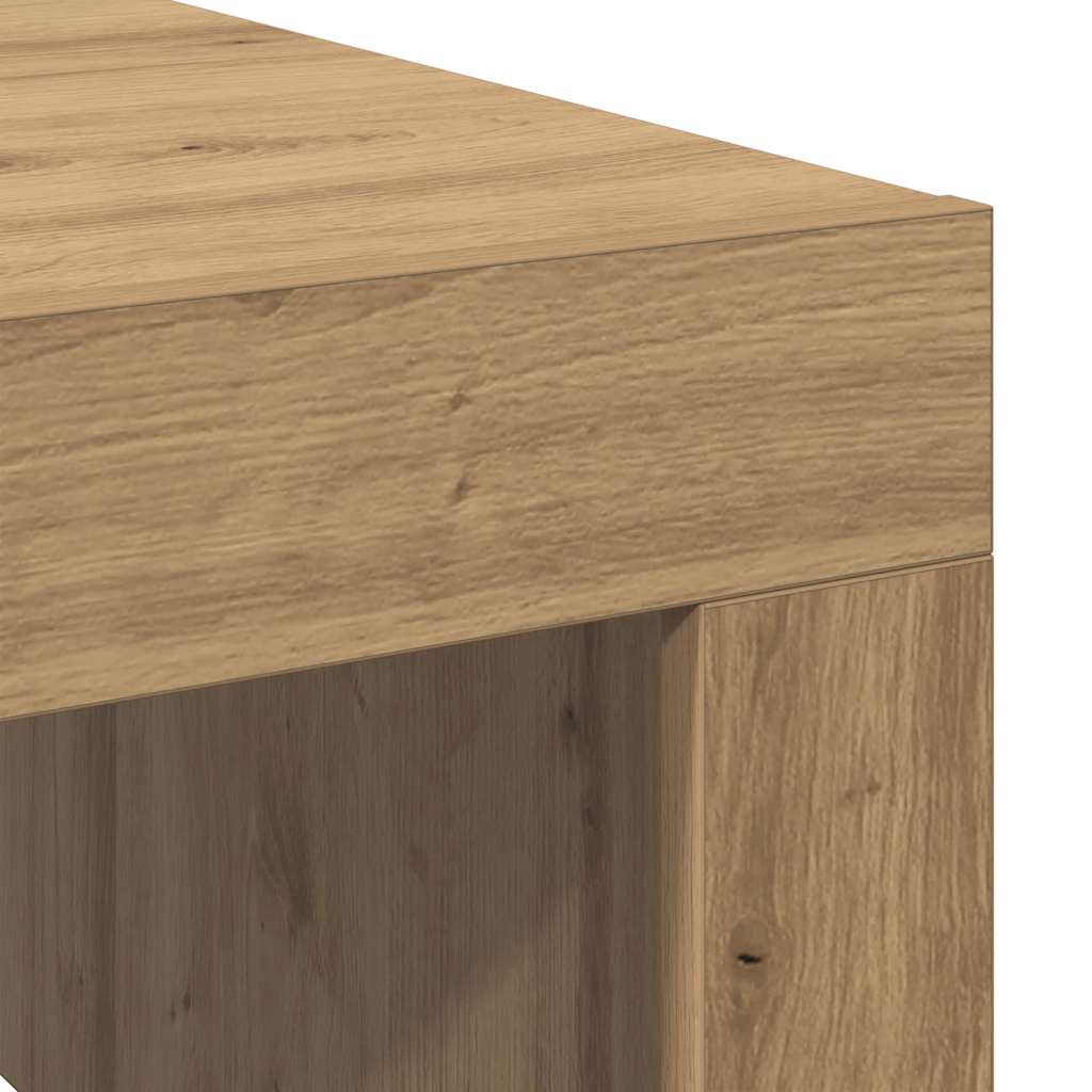 Table basse chêne artisanal 100x100x35 cm bois d'ingénierie - XIOS
