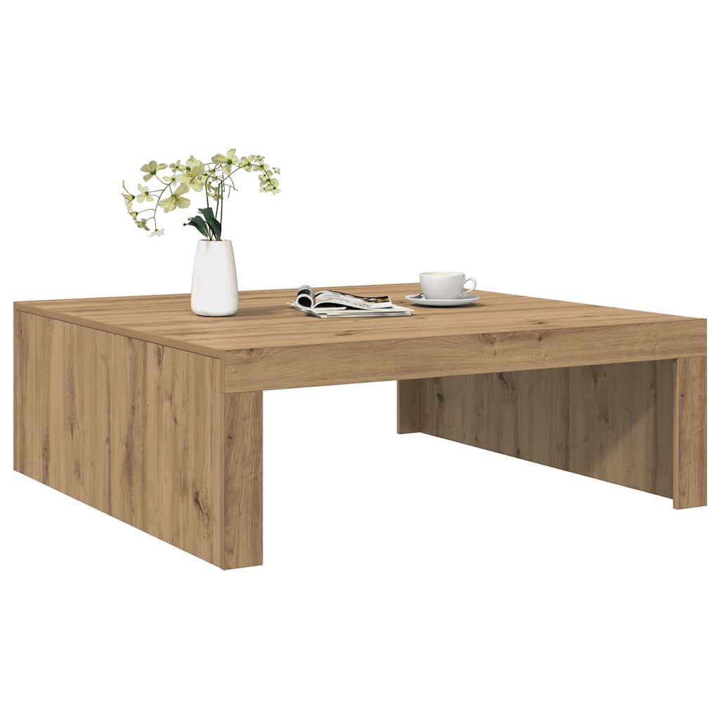 Table basse chêne artisanal 100x100x35 cm bois d'ingénierie - XIOS