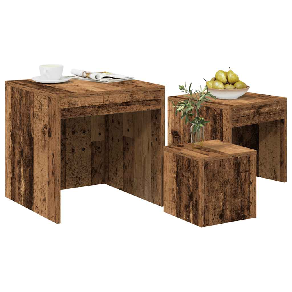 Tables gigognes 3 pcs vieux bois bois d'ingénierie - XIOS