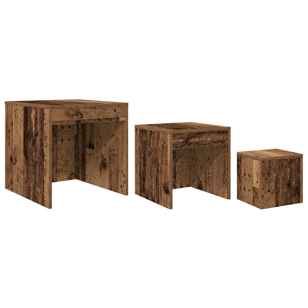 Tables gigognes 3 pcs vieux bois bois d'ingénierie - XIOS