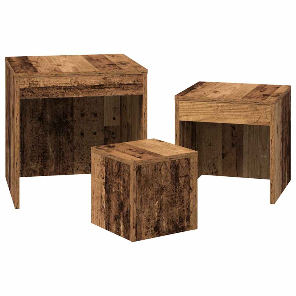 Tables gigognes 3 pcs vieux bois bois d'ingénierie - XIOS