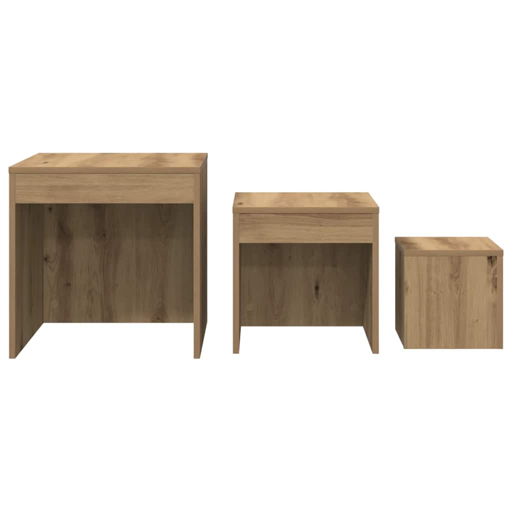 Tables gigognes 3 pcs chêne artisanal bois d'ingénierie - XIOS