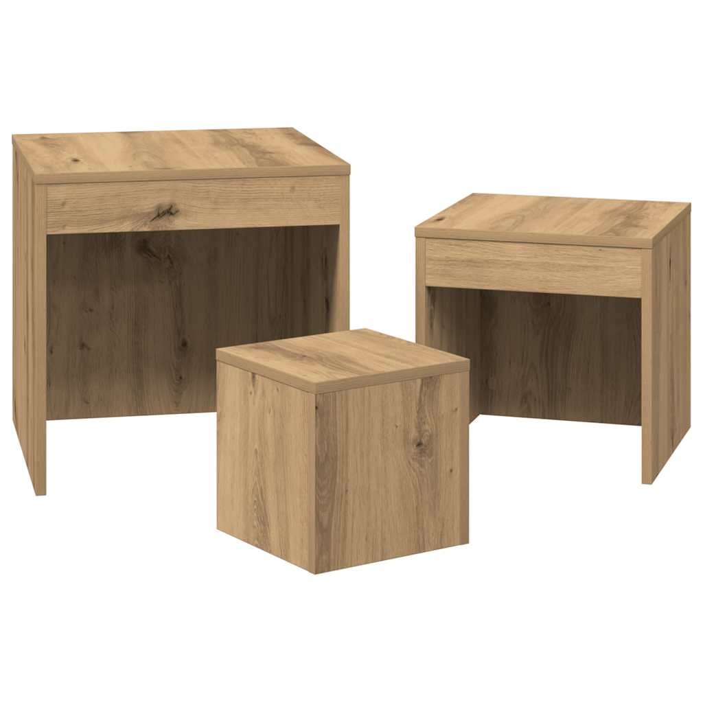 Tables gigognes 3 pcs chêne artisanal bois d'ingénierie - XIOS