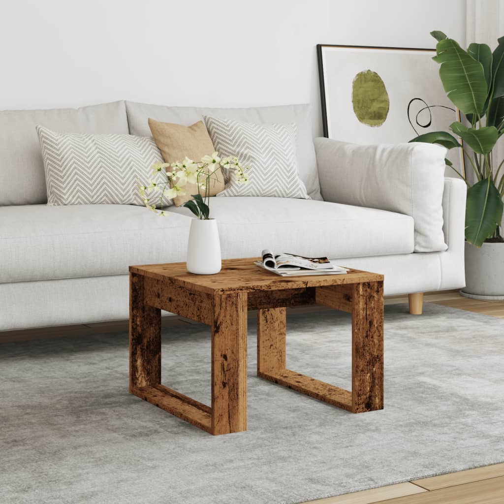 Table d'appoint vieux bois 50x50x35 cm bois d'ingénierie - XIOS