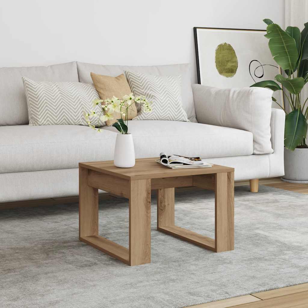 Table d'appoint chêne artisanal 50x50x35 cm bois d'ingénierie - XIOS