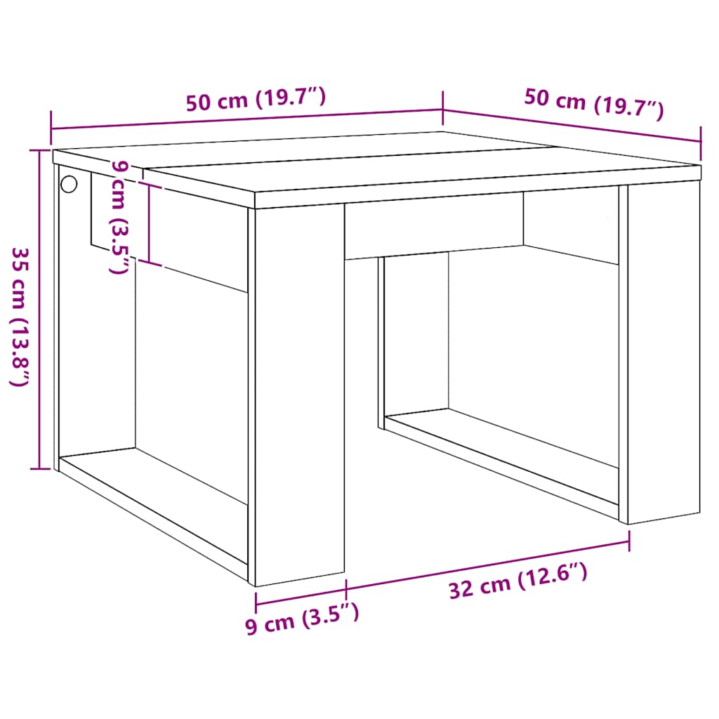 Table d'appoint chêne artisanal 50x50x35 cm bois d'ingénierie - XIOS