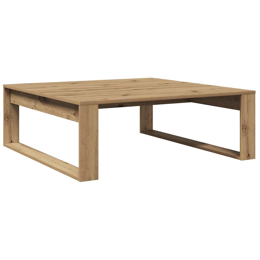 Table basse chêne artisanal 100x100x35 cm bois d'ingénierie