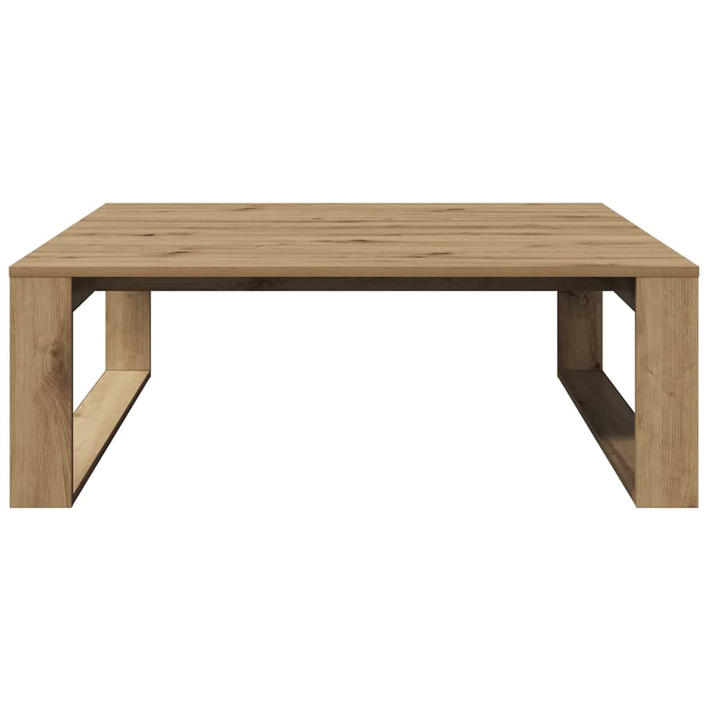 Table basse chêne artisanal 100x100x35 cm bois d'ingénierie