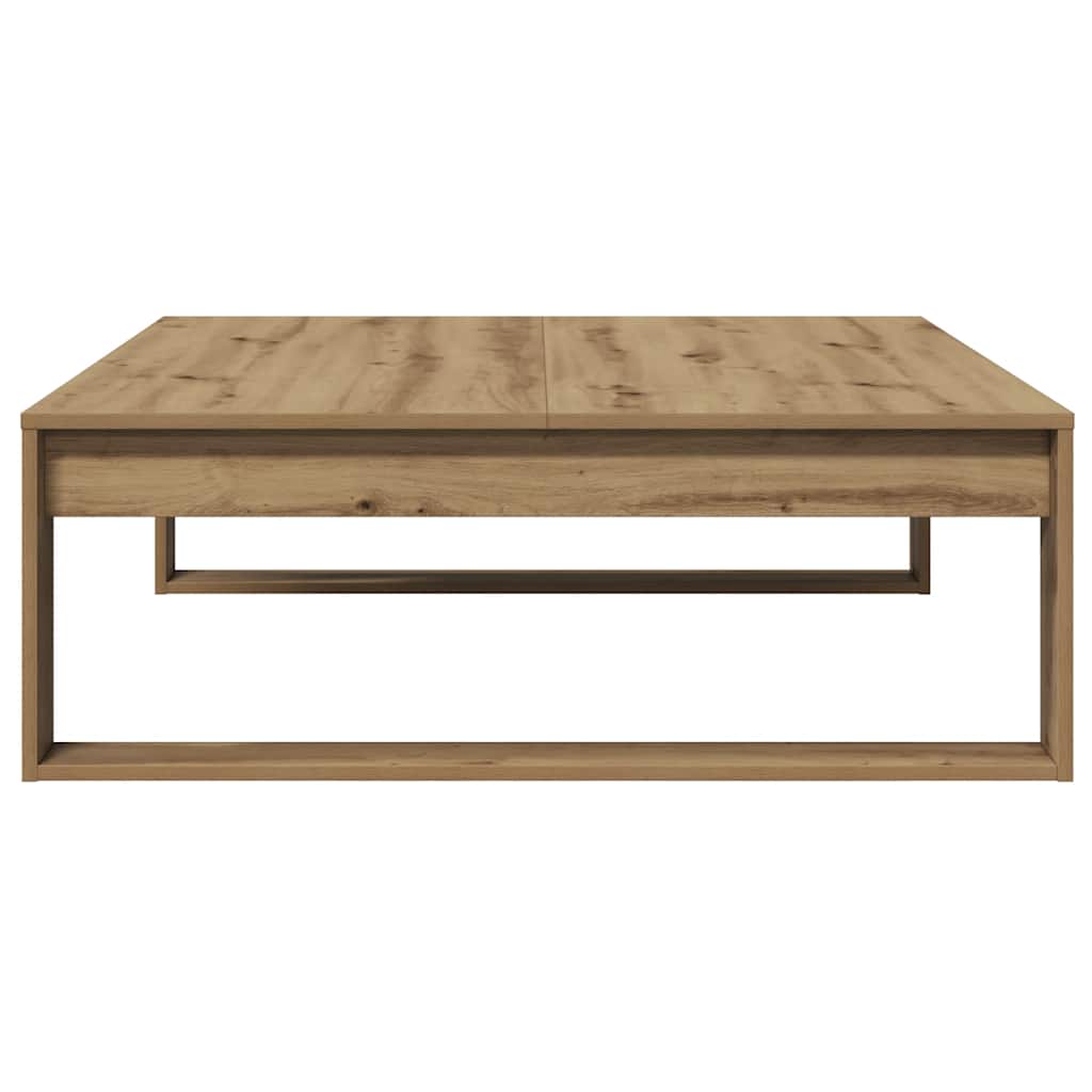 Table basse chêne artisanal 100x100x35 cm bois d'ingénierie