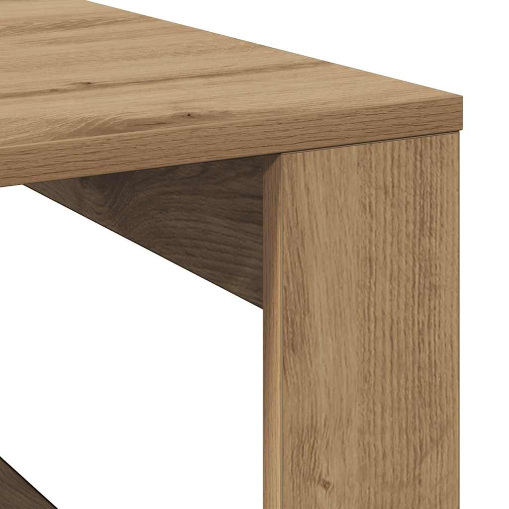 Table basse chêne artisanal 100x100x35 cm bois d'ingénierie