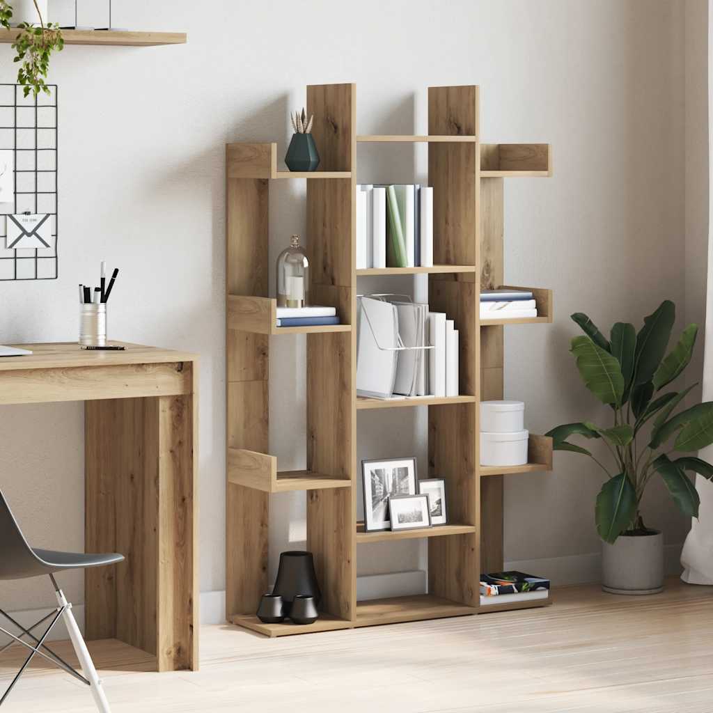 Bibliothèque chêne artisanal 86x25,5x140 cm bois d'ingénierie - XIOS