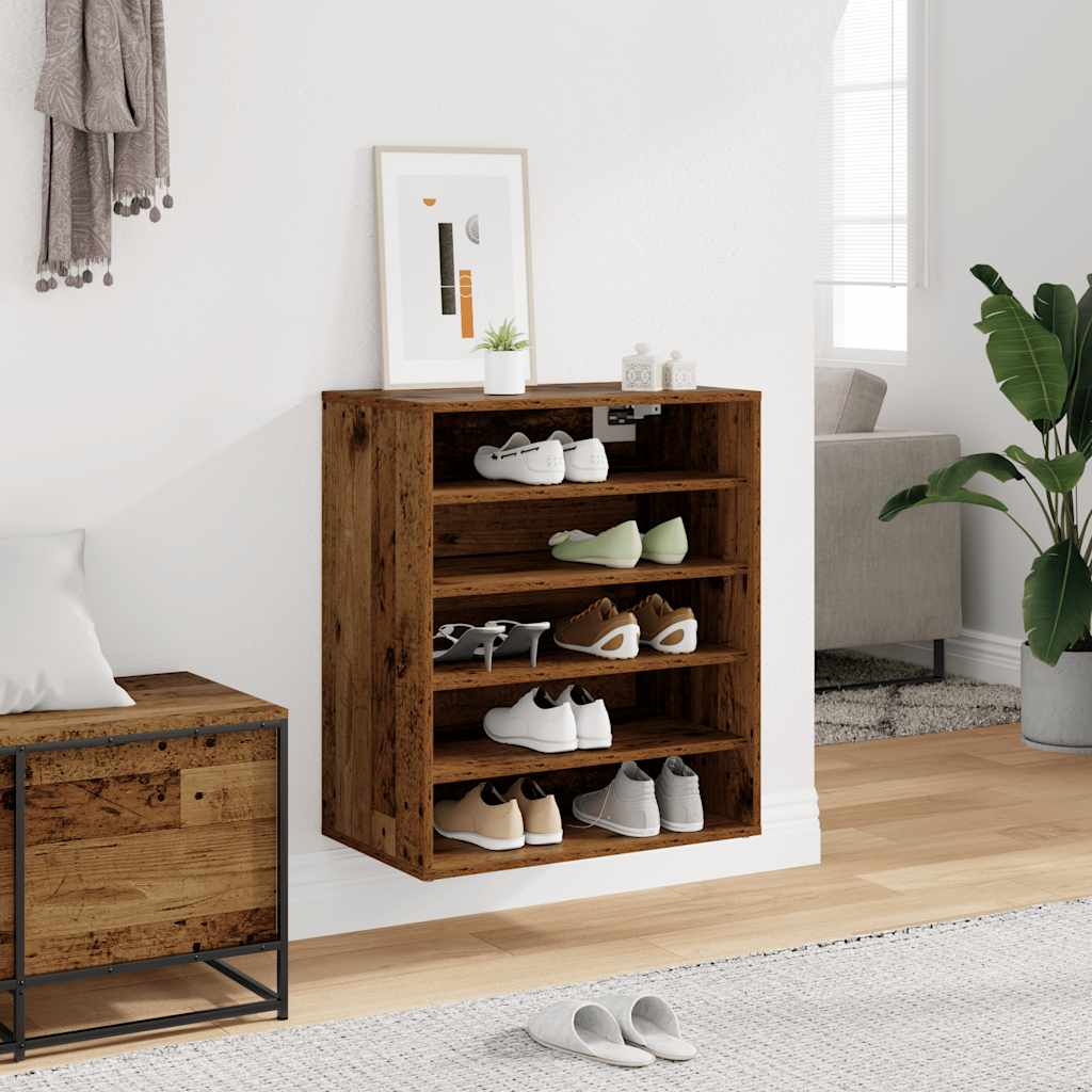 Armoire à chaussures vieux bois 60x35x70 cm bois d'ingénierie - XIOS