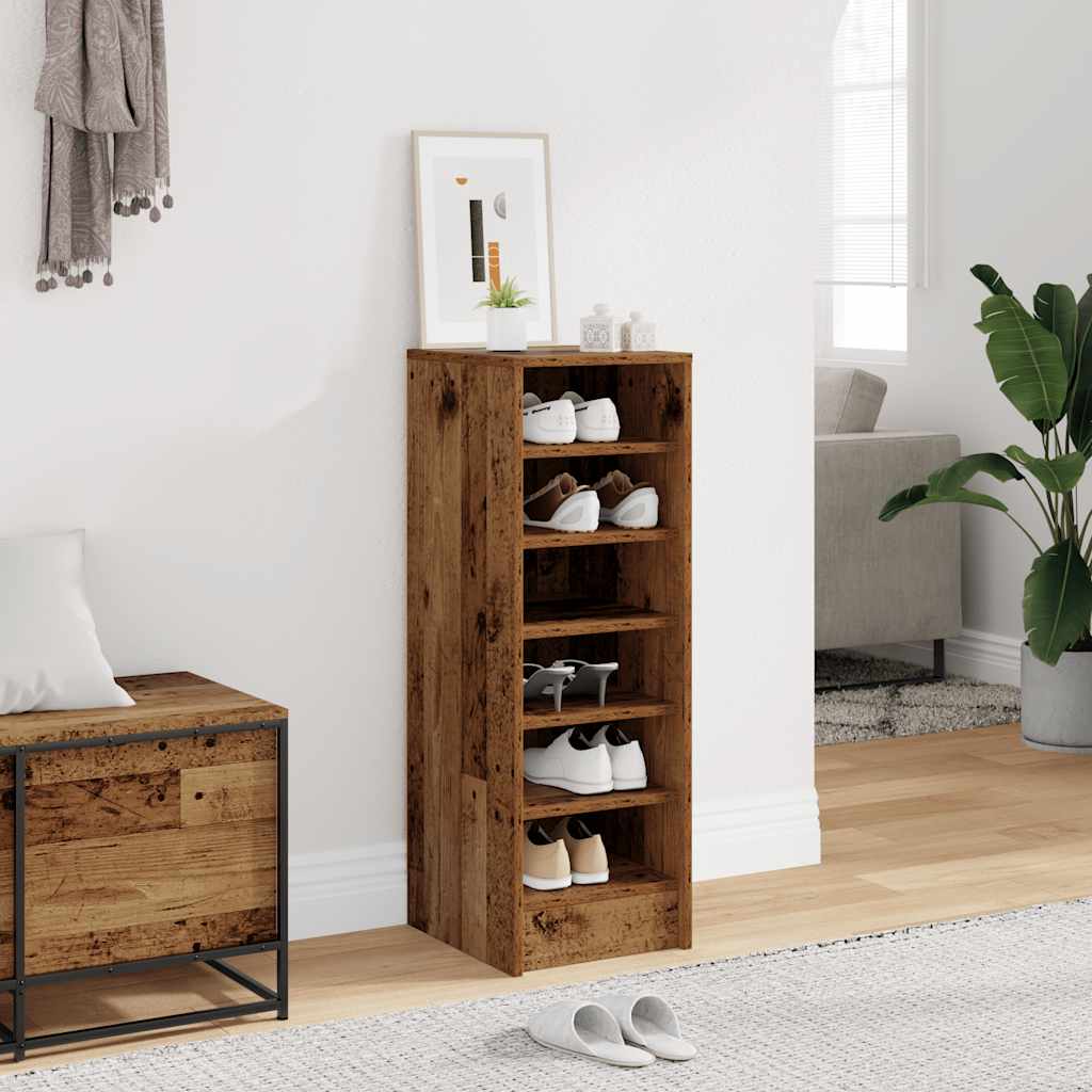 Armoire à chaussures vieux bois 32x35x92 cm bois d'ingénierie - XIOS