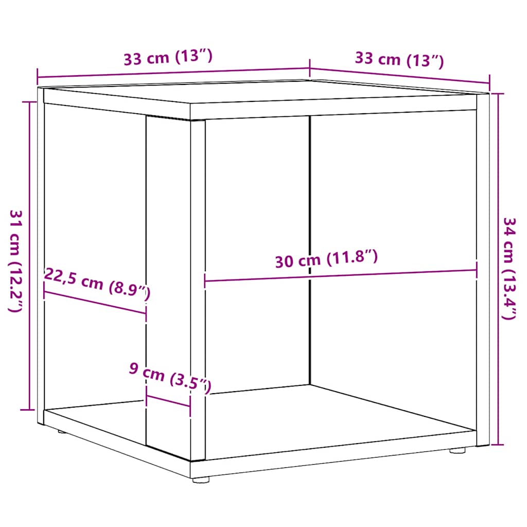 Table d'appoint chêne artisanal 33x33x34 cm bois d'ingénierie - XIOS