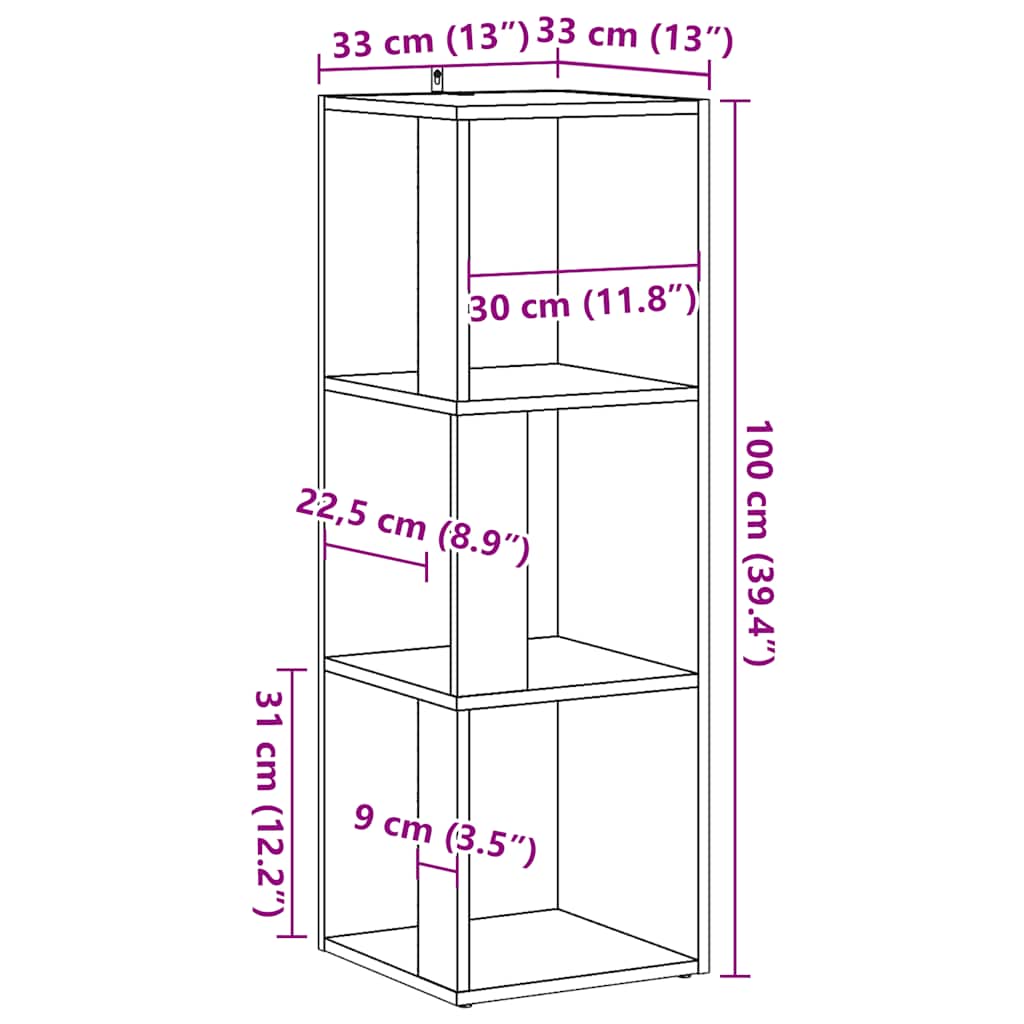 Armoire d'angle vieux bois 33x33x100 cm bois d'ingénierie - XIOS
