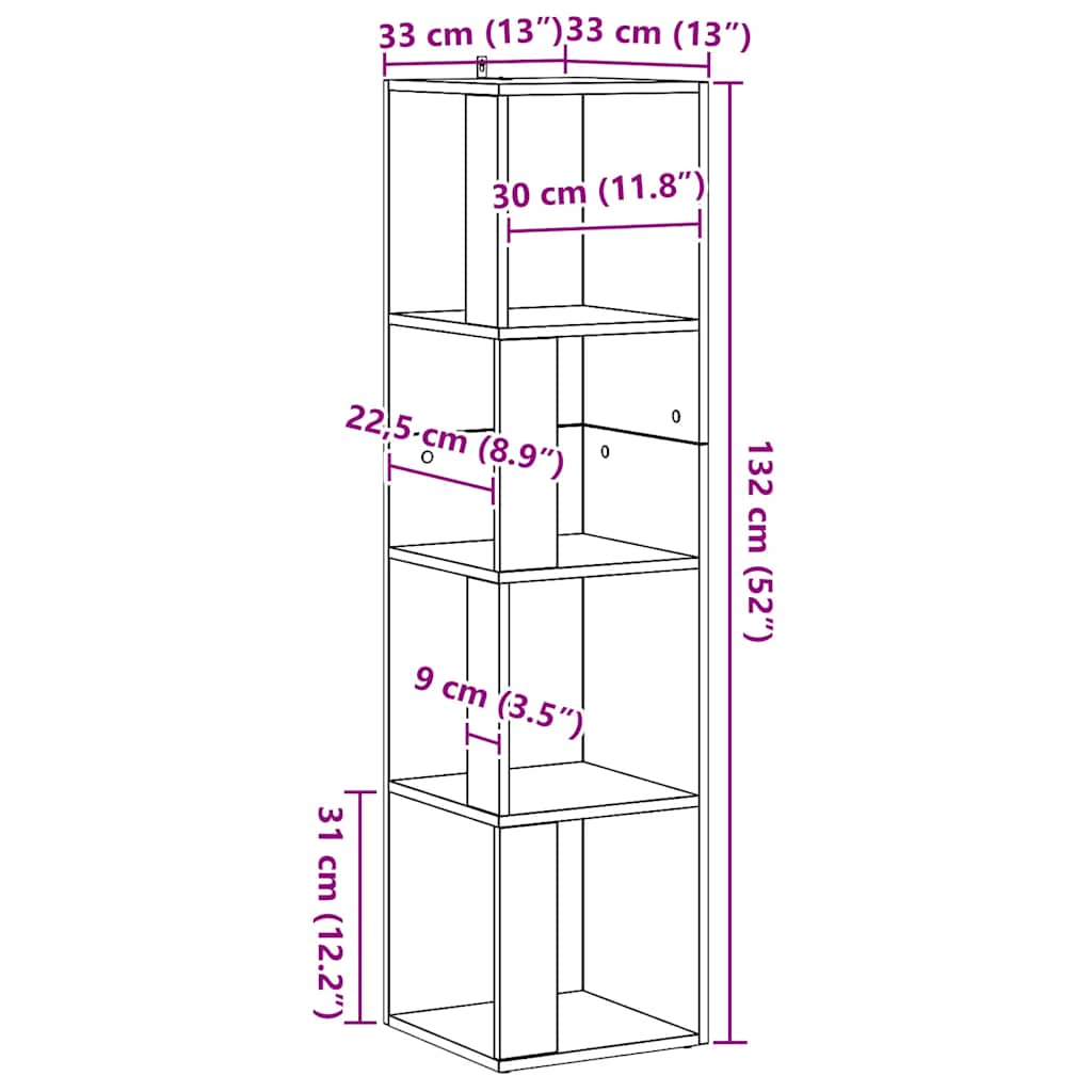 Armoire d'angle chêne artisanal 33x33x132 cm bois d'ingénierie - XIOS