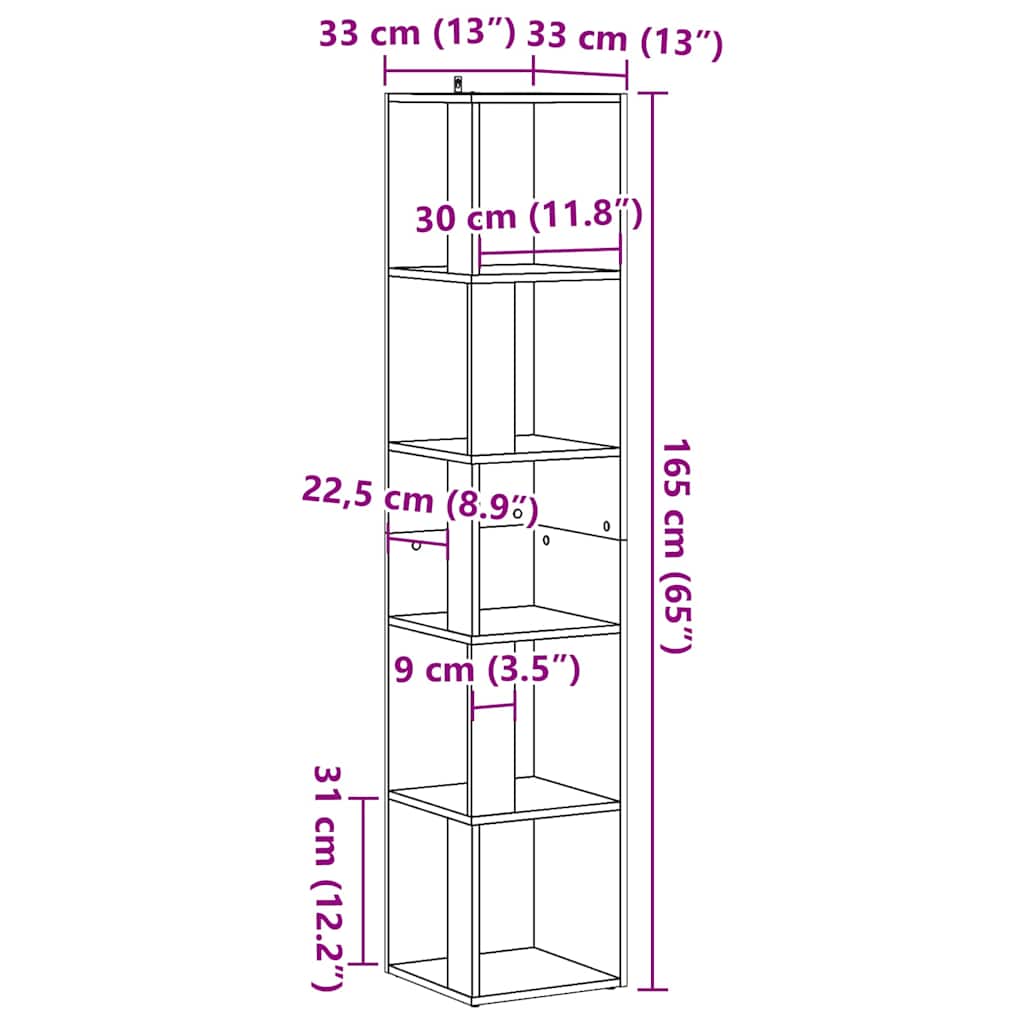 Armoire d'angle vieux bois 33x33x165 cm bois d'ingénierie - XIOS