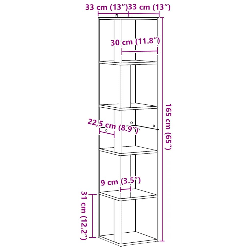 Armoire d'angle chêne artisanal 33x33x165 cm bois d'ingénierie - XIOS
