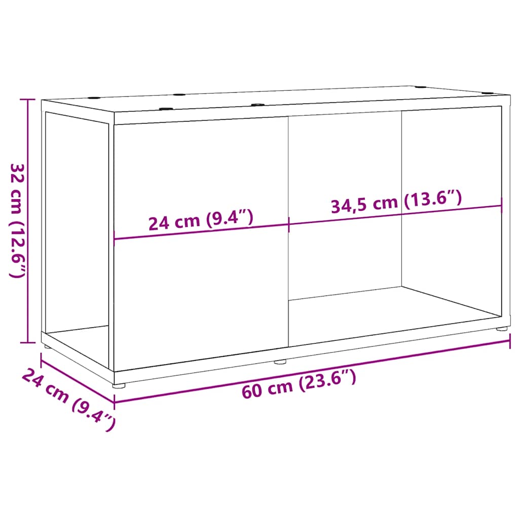 Meuble TV chêne artisanal 60x24x32 cm bois d'ingénierie - XIOS