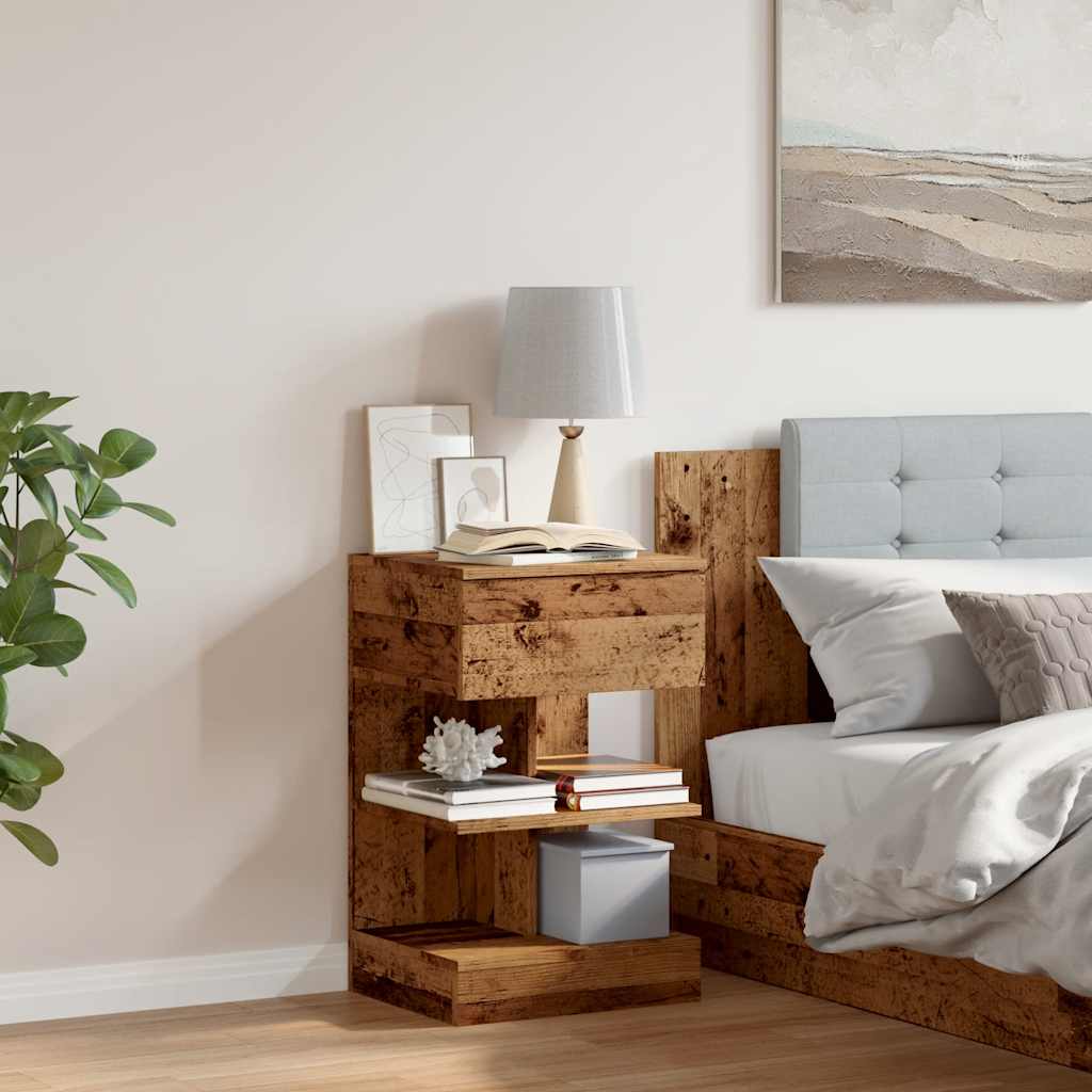 Table de chevet vieux bois 40x35x65 cm bois d'ingénierie - XIOS