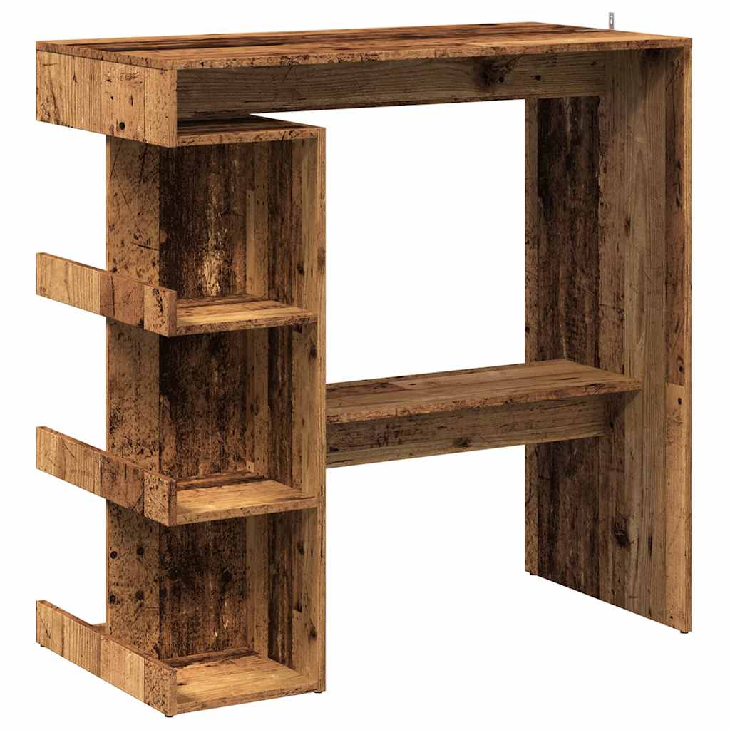 Table de bar étagère de rangement vieux bois 100 x 48 x 101,5cm - XIOS