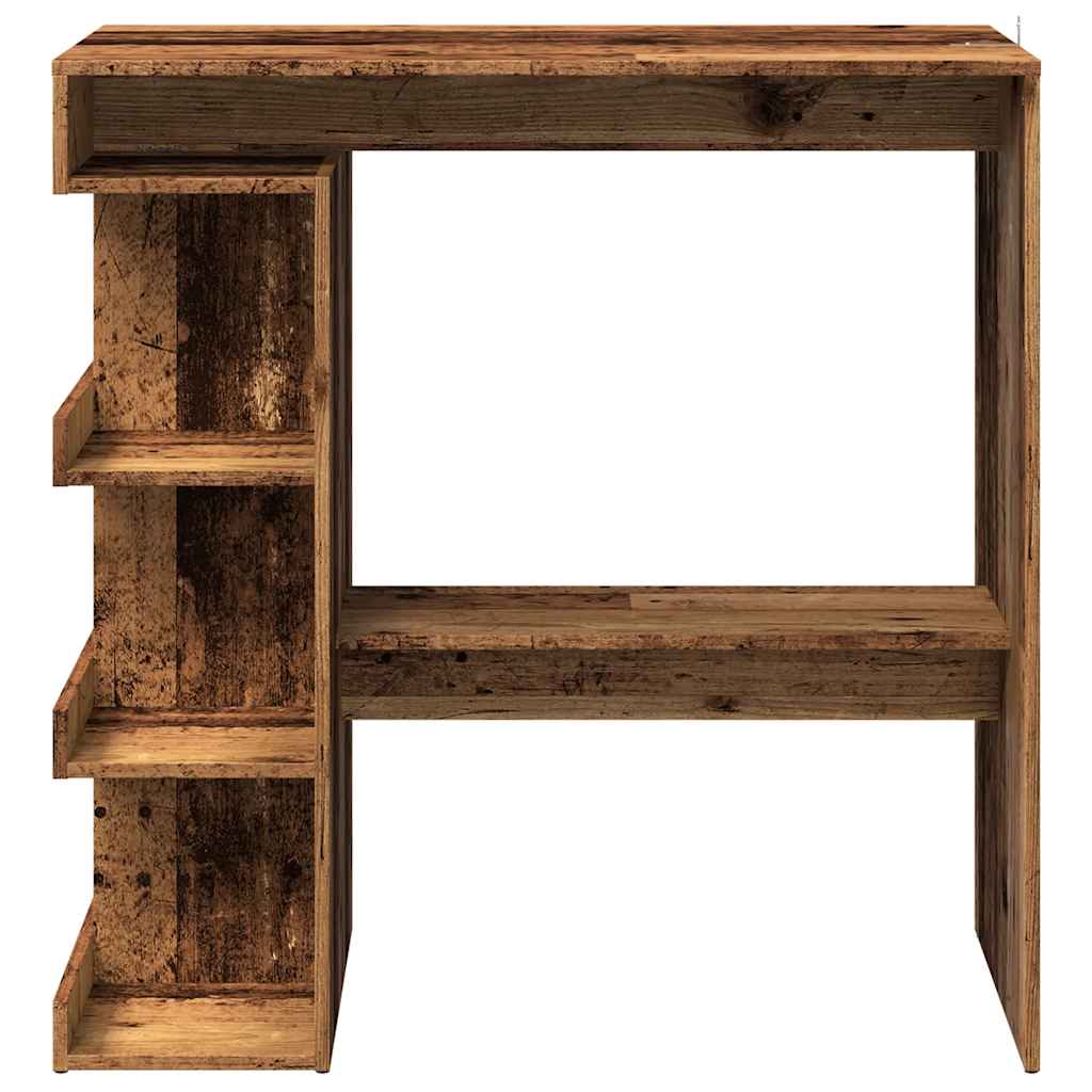 Table de bar étagère de rangement vieux bois 100 x 48 x 101,5cm - XIOS