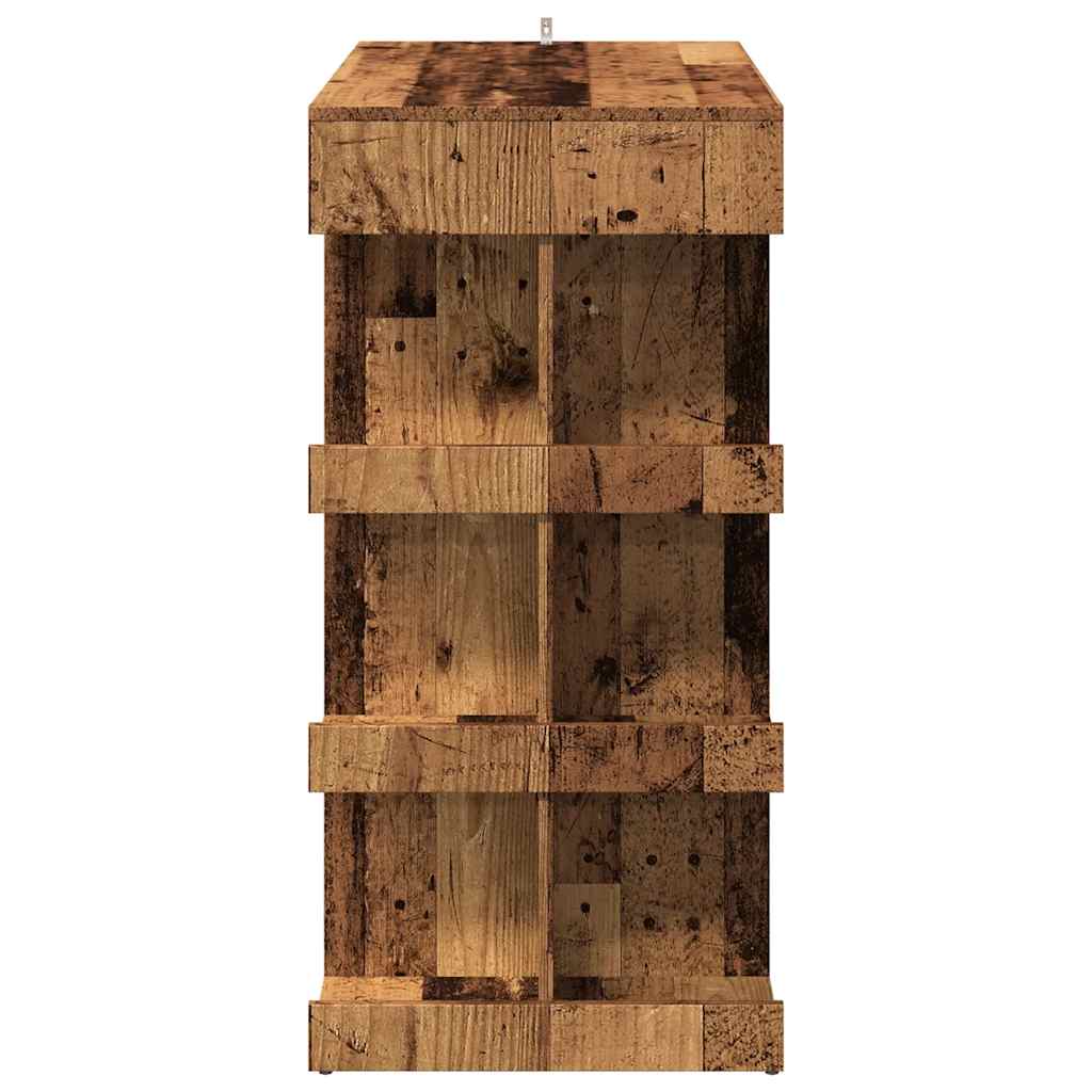 Table de bar étagère de rangement vieux bois 100 x 48 x 101,5cm - XIOS