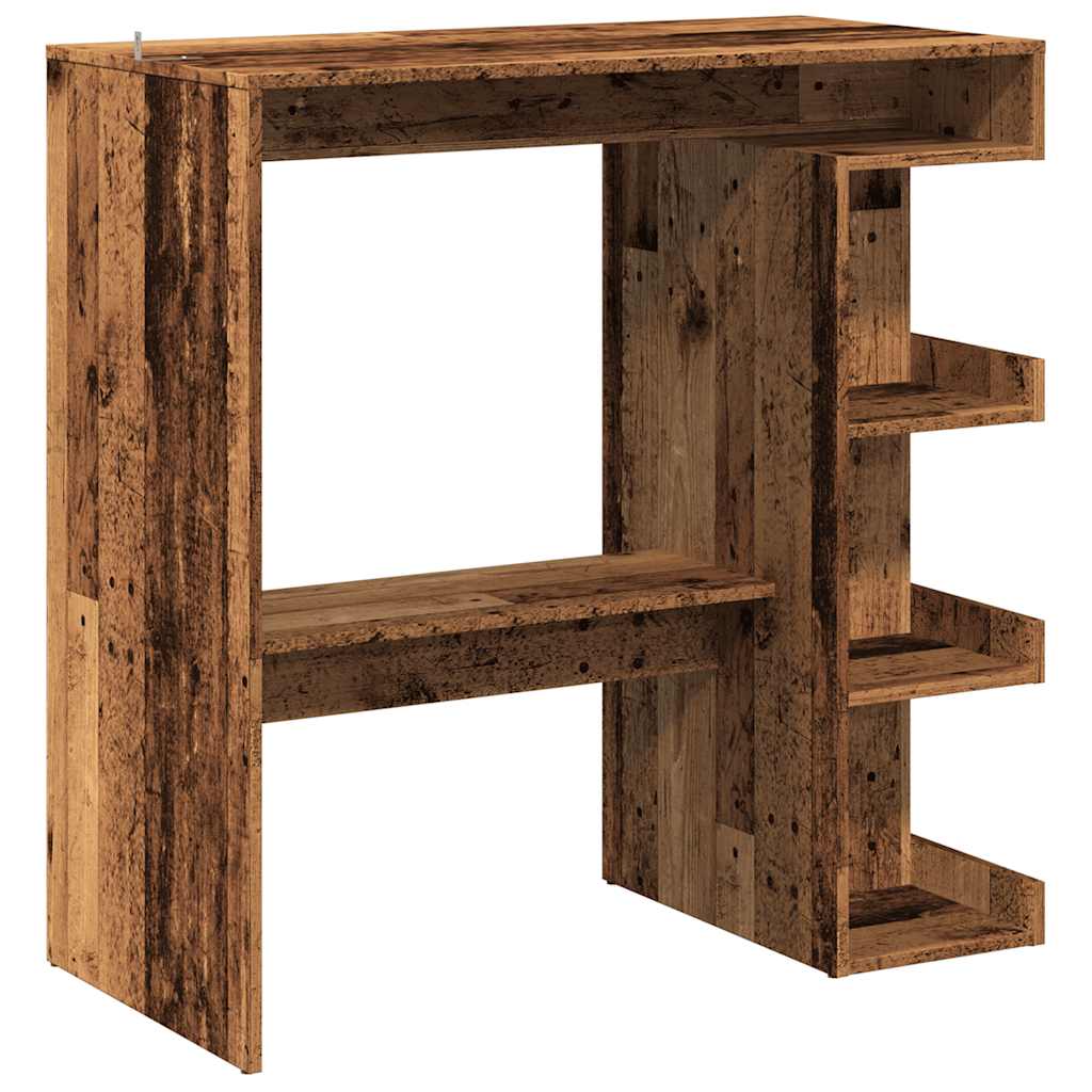 Table de bar étagère de rangement vieux bois 100 x 48 x 101,5cm - XIOS