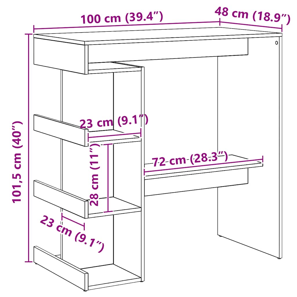 Table de bar avec étagère de rangement chêne artisanal - XIOS