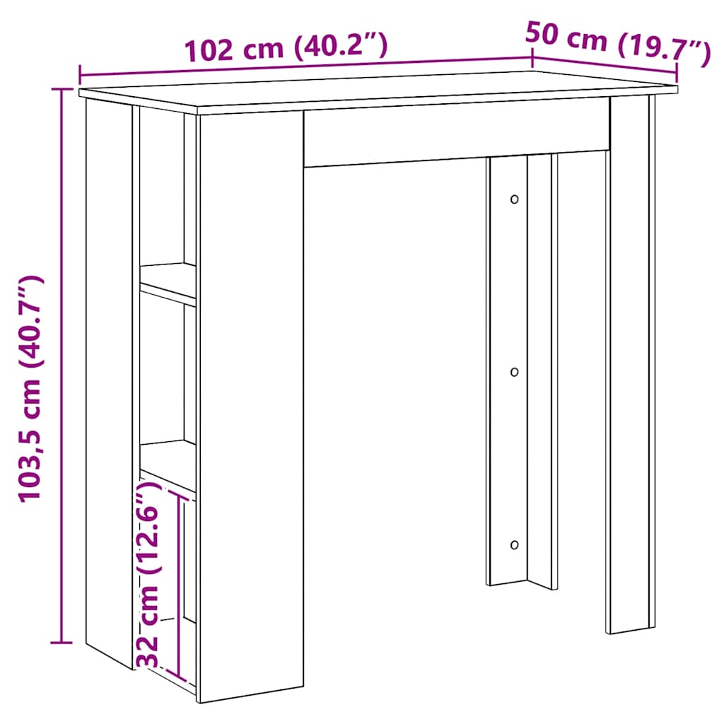 Table de bar avec étagère chêne artisanal bois d'ingénierie - XIOS