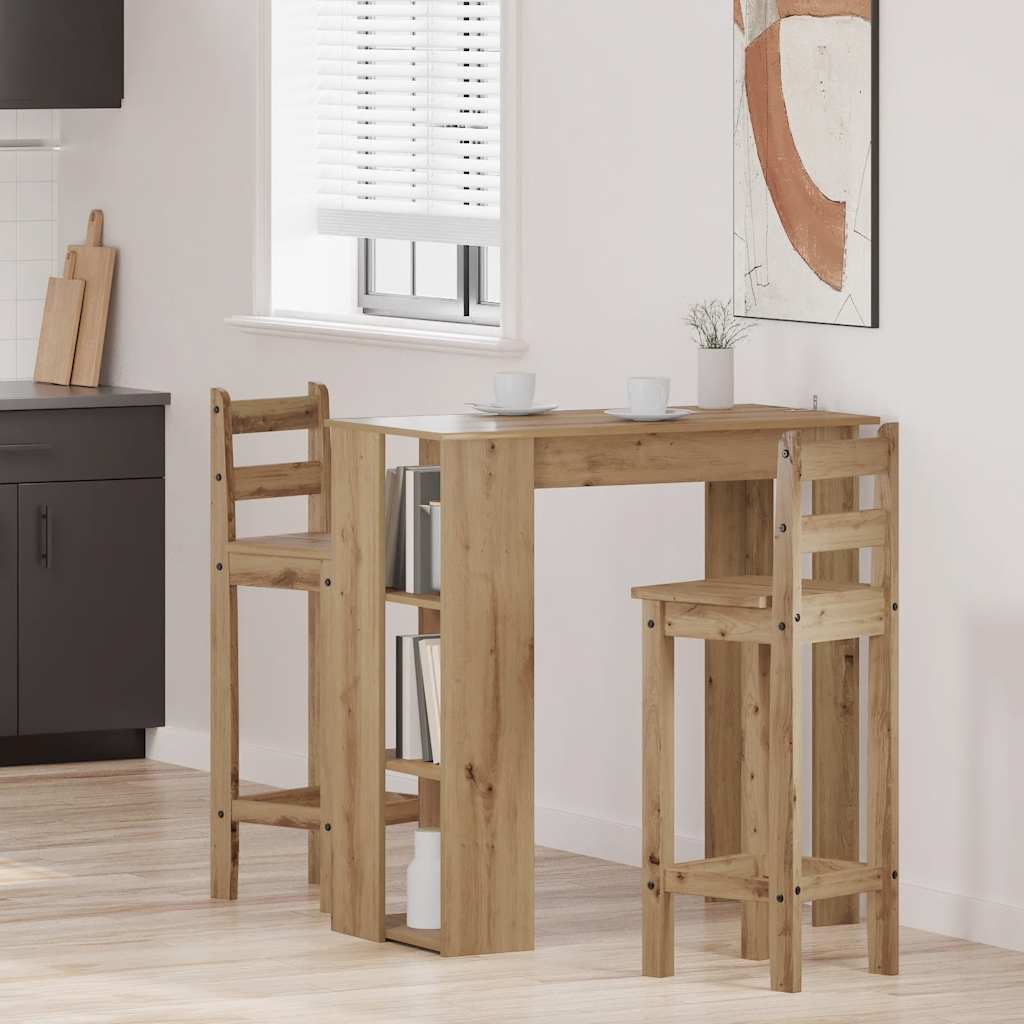 Table de bar avec étagère chêne artisanal bois d'ingénierie - XIOS