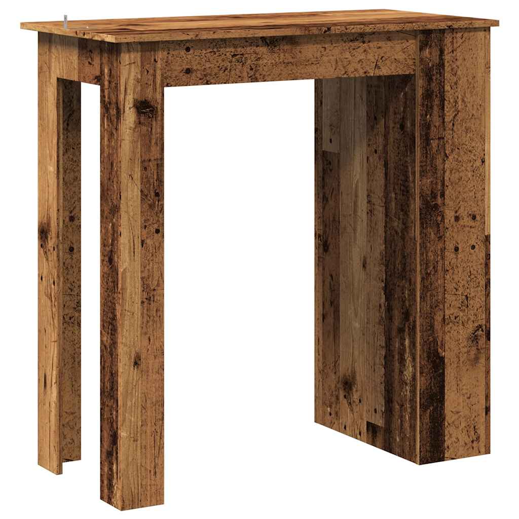 Table de bar et étagère de rangement vieux bois 102x50x103,5 cm - XIOS