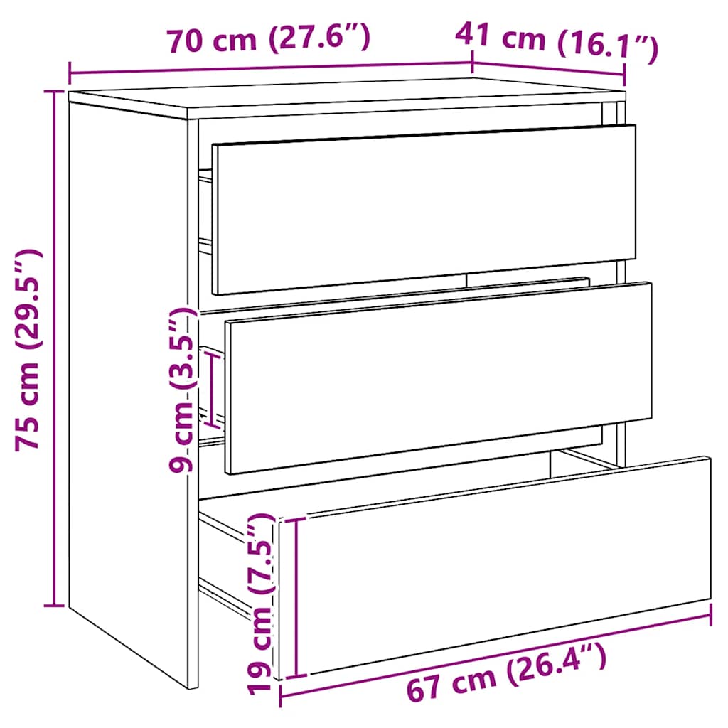 Buffet chêne artisanal 70x41x75 cm bois d'ingénierie - XIOS