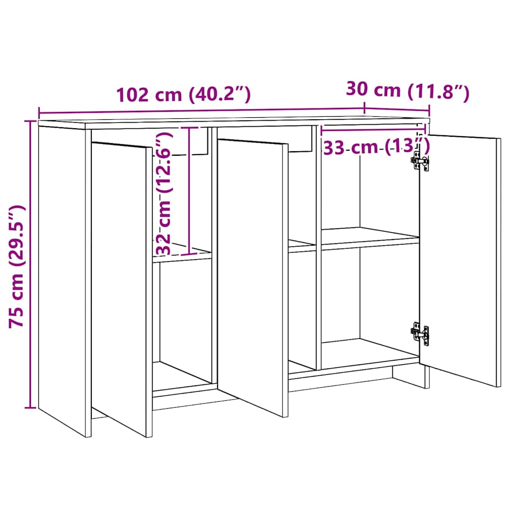 Buffet chêne artisanal 102x33x75 cm bois d'ingénierie - XIOS