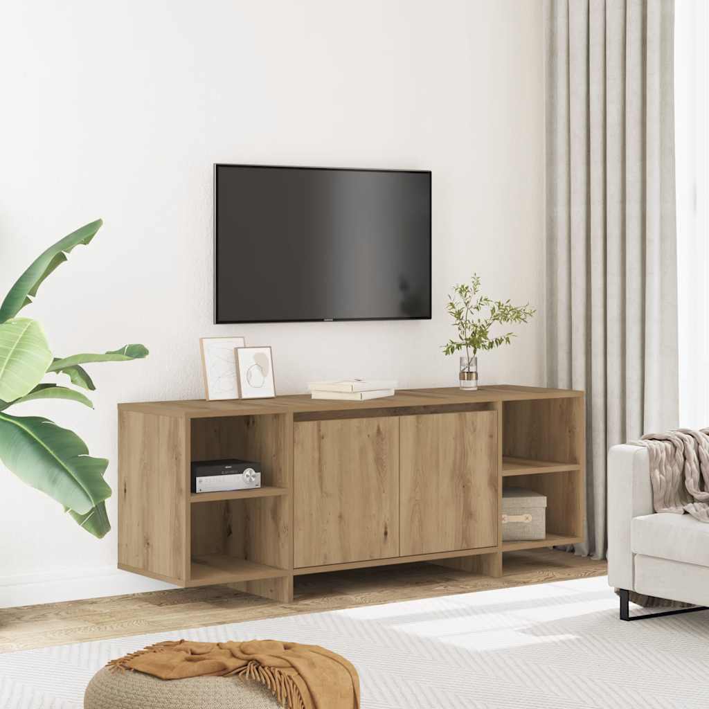 Meuble TV chêne artisanal 130x35x50 cm bois d'ingénierie - XIOS