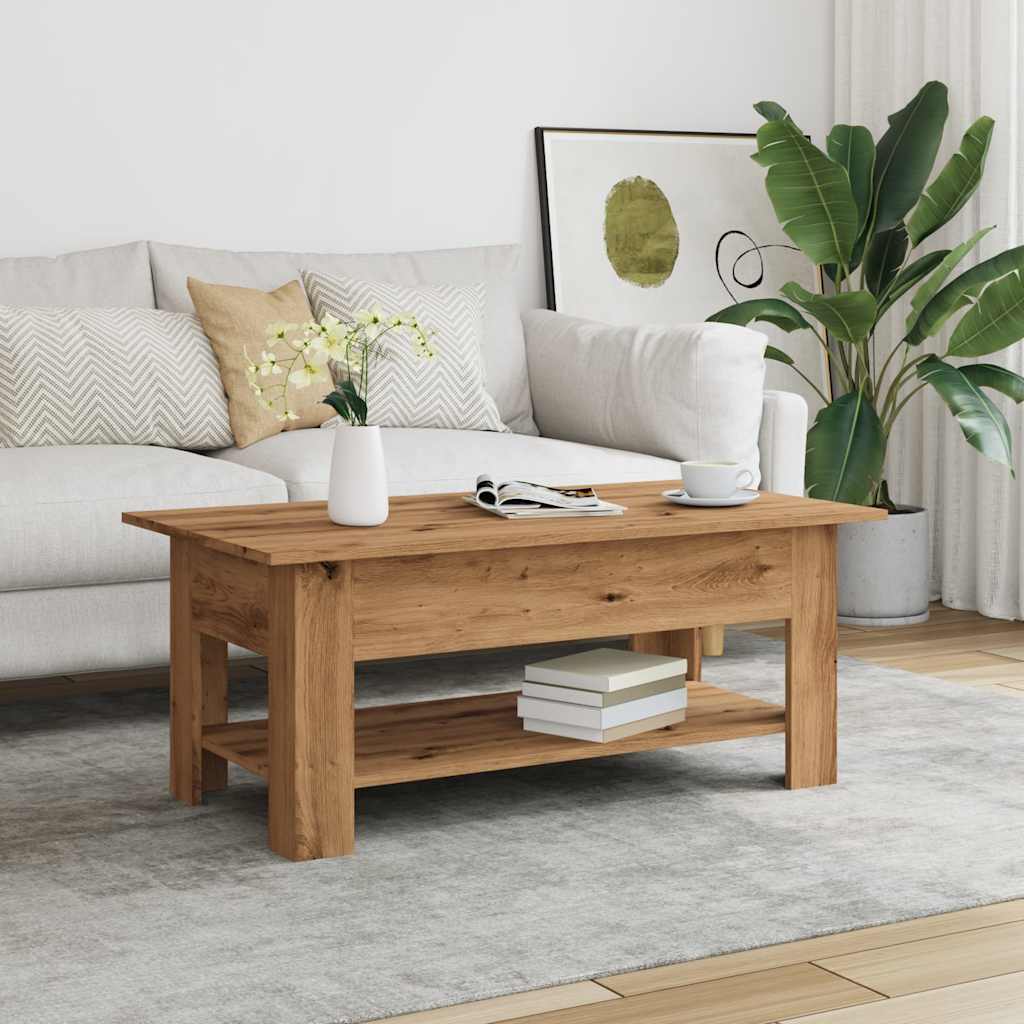 Table basse chêne artisanal 102x55x42 cm bois d'ingénierie - XIOS