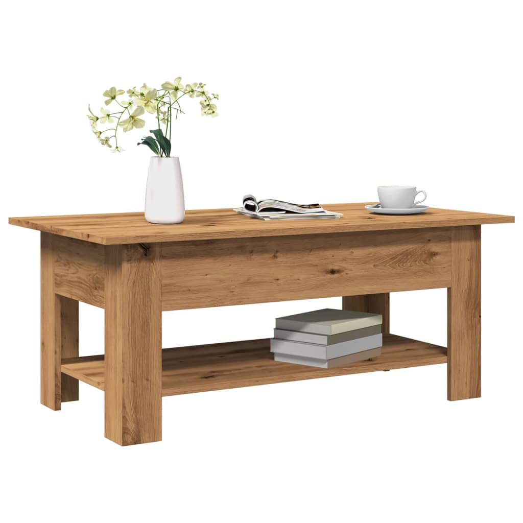 Table basse chêne artisanal 102x55x42 cm bois d'ingénierie - XIOS