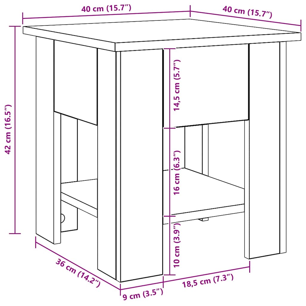 Table basse chêne artisanal 40x40x42 cm bois d'ingénierie - XIOS