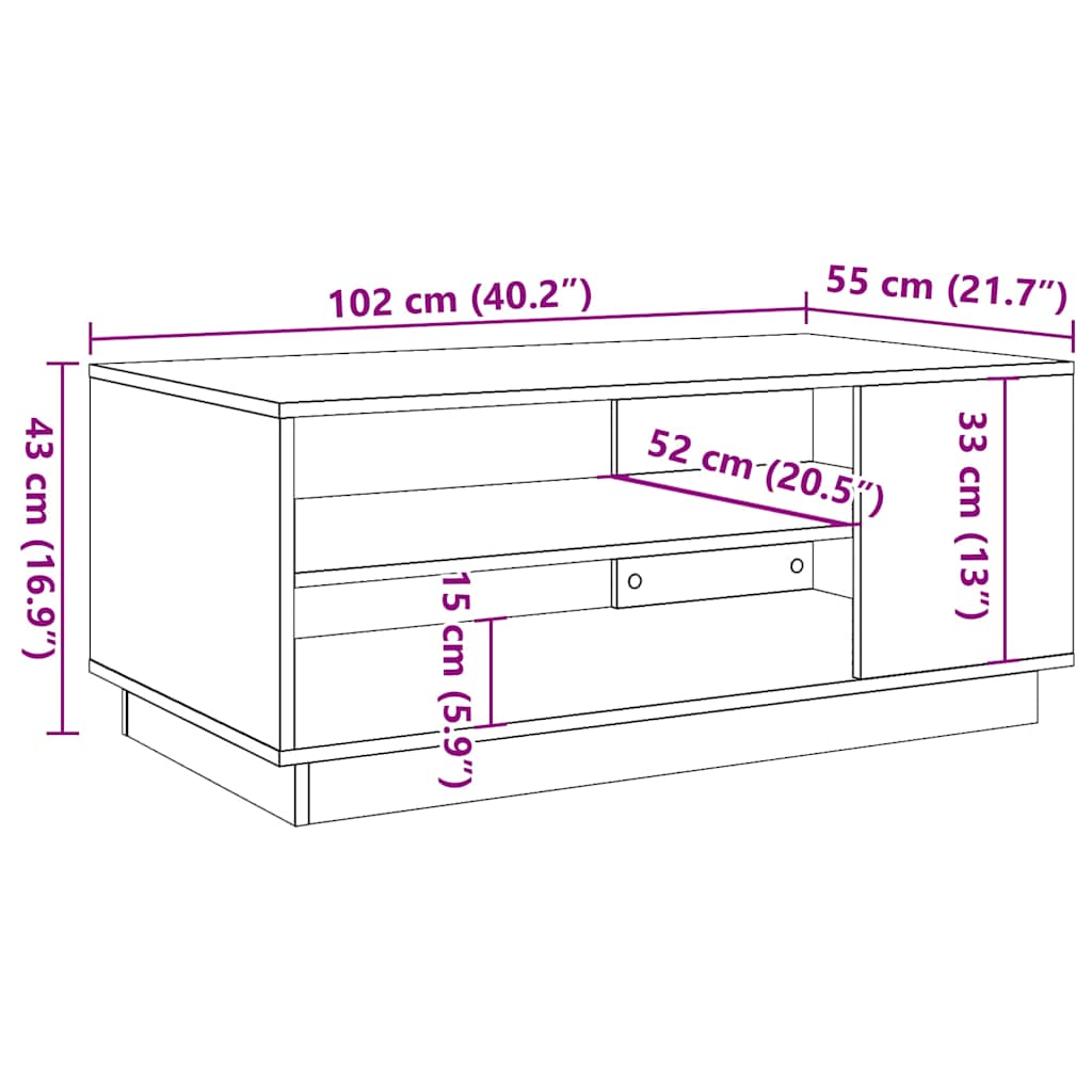 Table basse vieux bois 102x55x43 cm bois d'ingénierie - XIOS