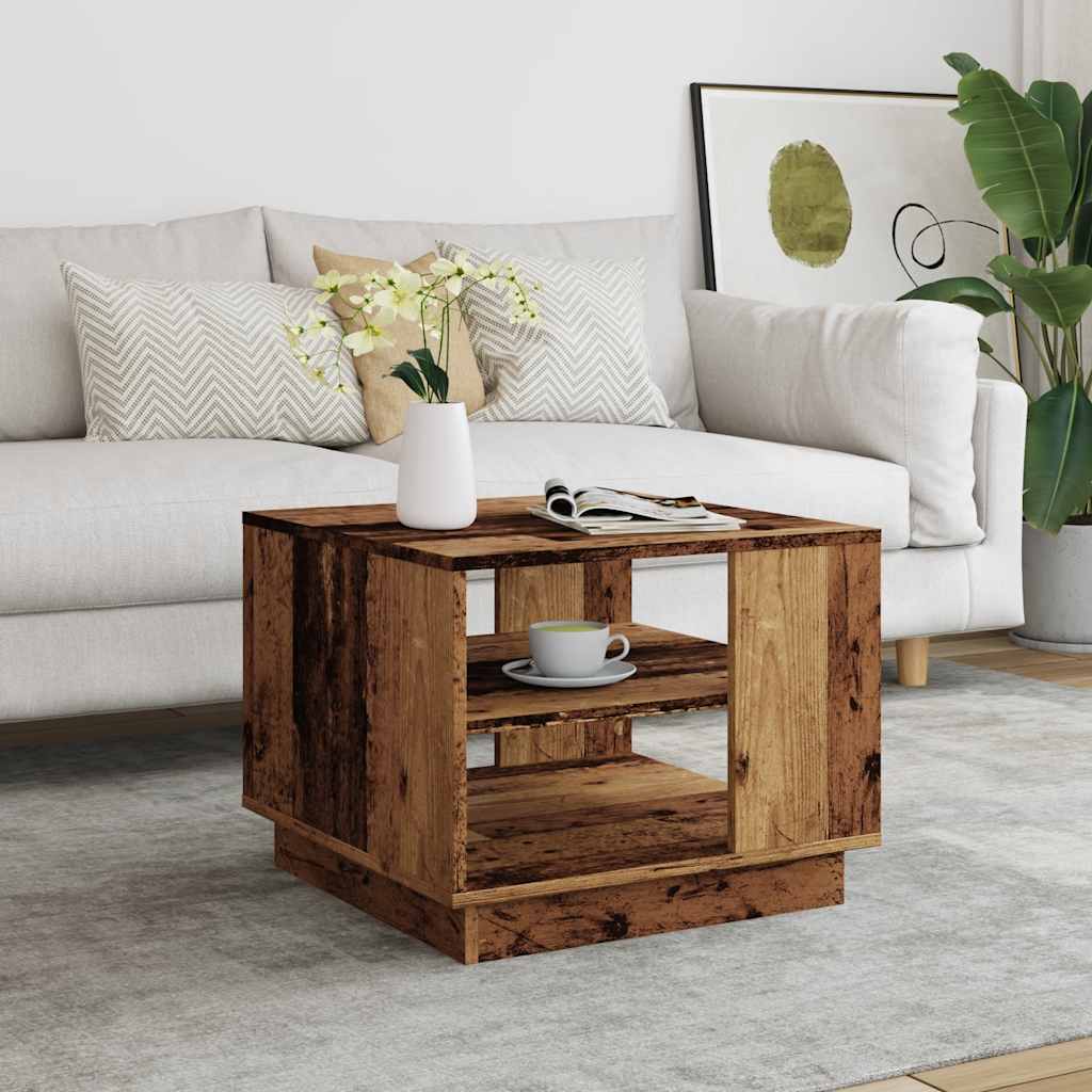 Table basse vieux bois 55x55x42 cm bois d'ingénierie - XIOS