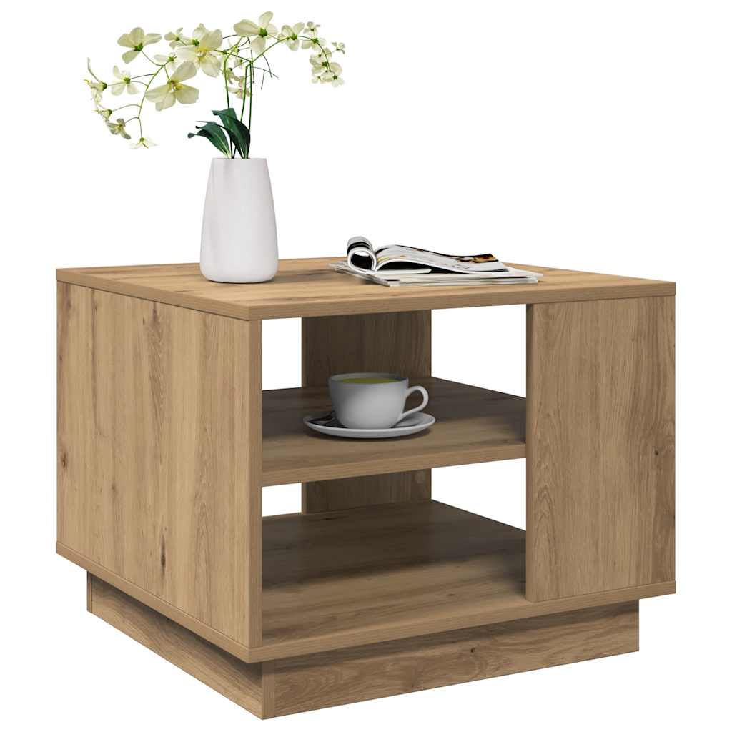 Table basse chêne artisanal 55x55x42 cm bois d'ingénierie - XIOS