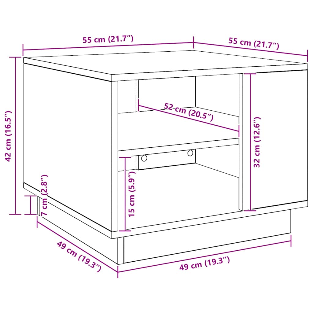 Table basse chêne artisanal 55x55x42 cm bois d'ingénierie - XIOS