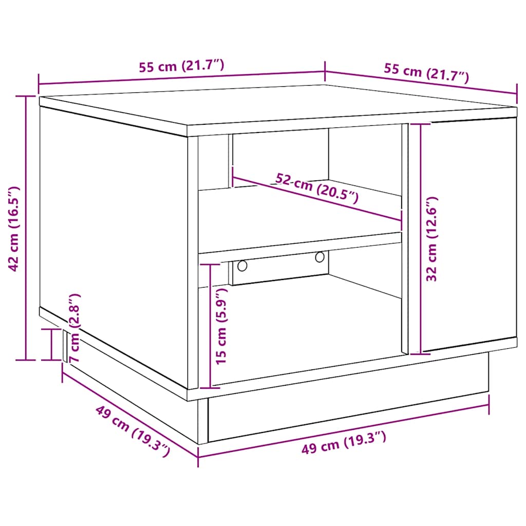 Table basse chêne artisanal 55x55x42 cm bois d'ingénierie - XIOS