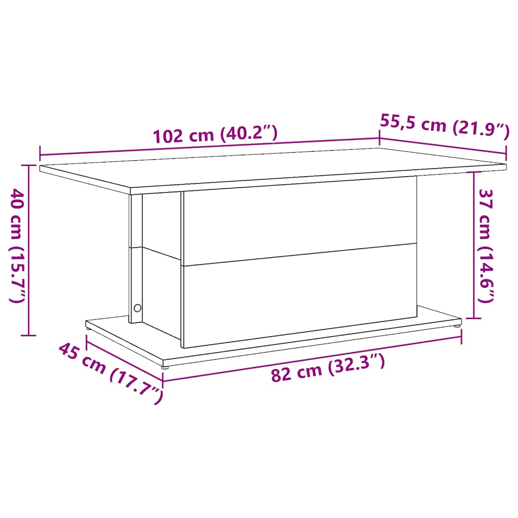 Table basse vieux bois 102x55,5x40 cm bois d'ingénierie - XIOS