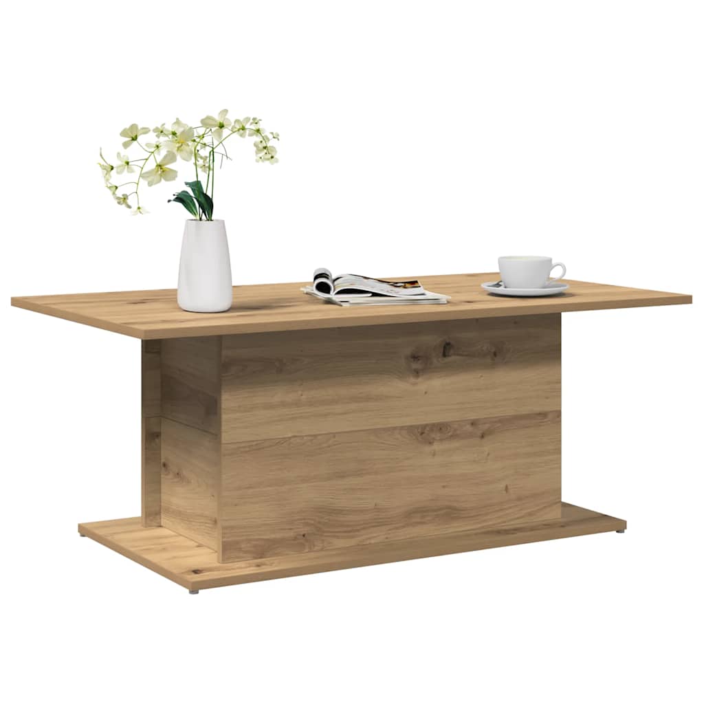 Table basse chêne artisanal 102x55,5x40 cm bois d'ingénierie - XIOS